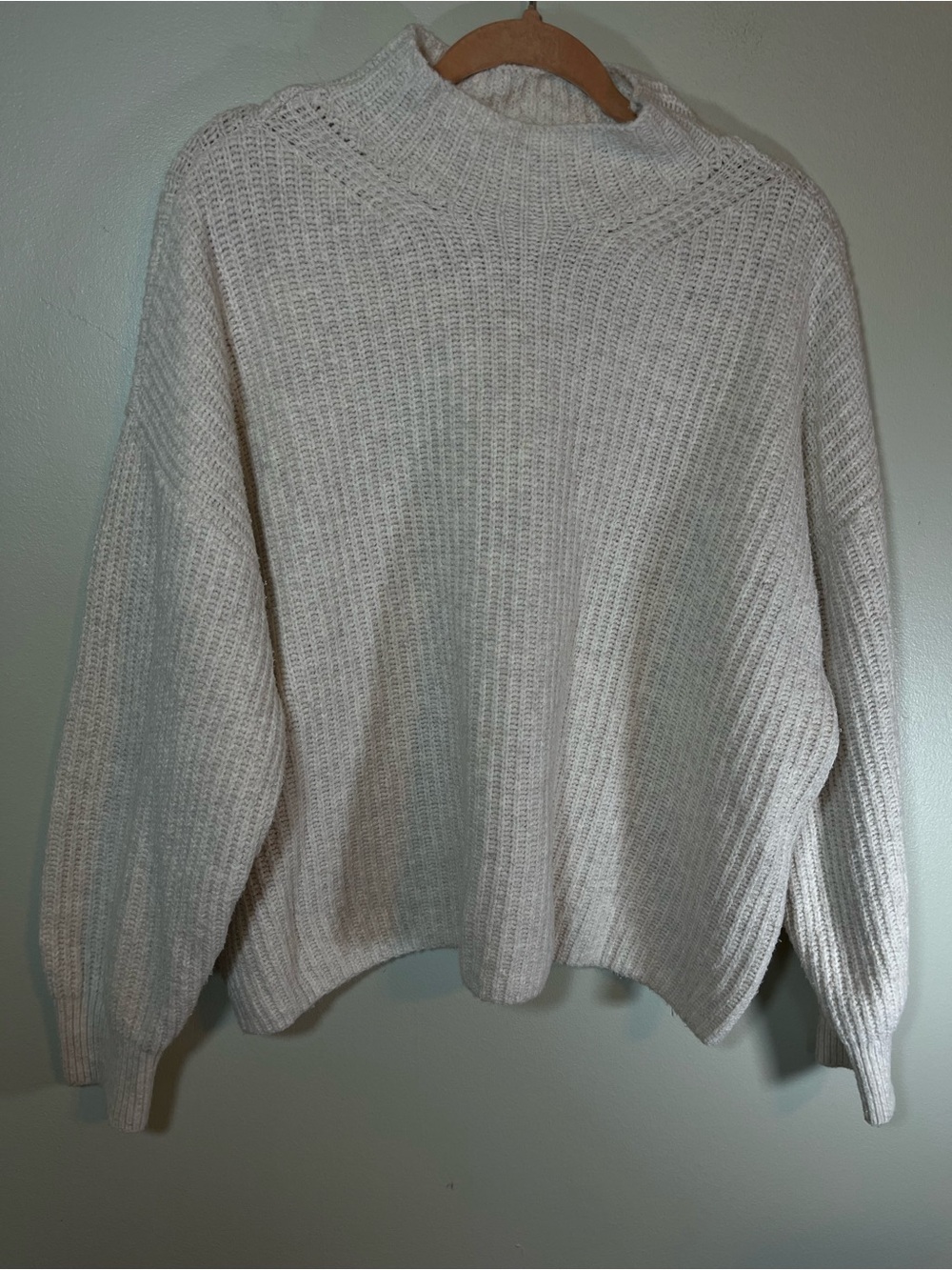 Old Navy SoSoft Cream Mock Neck Shaker Stitch Knit Sweater Oversized XL